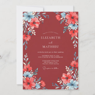 Convites Casamento Flor Silvestre Coral Enferrujado