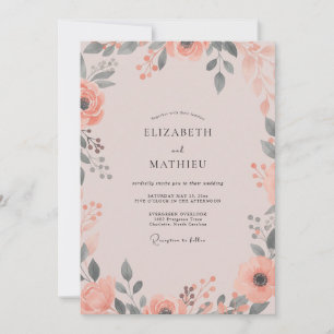 Convites Casamento Flor Silvestre Coral Malva