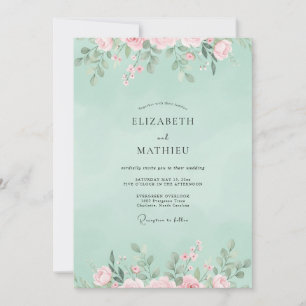 Convites Casamento Flor Silvestre Coral Menta