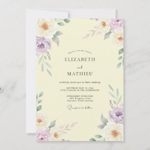Convites Casamento Flor Silvestre Creme Borboleta Lavanda