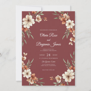 Convites Casamento Flor Silvestre Creme de Ferrugem