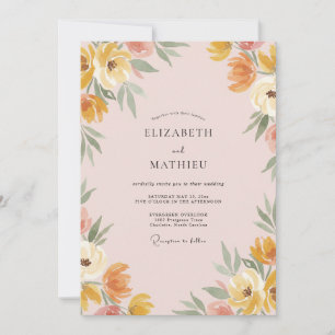 Convites Casamento Flor Silvestre Damasco Ocre