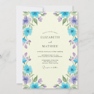 Convites Casamento Flor Silvestre Lavanda Azul