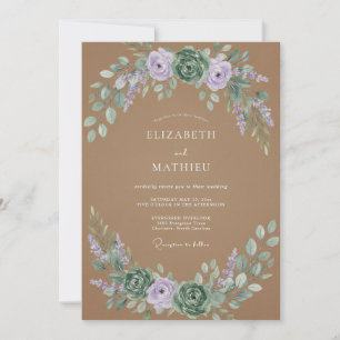 Convites Casamento Flor Silvestre Lavanda Bege