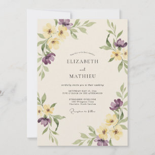 Convites Casamento Flor Silvestre Lavanda Manteiga