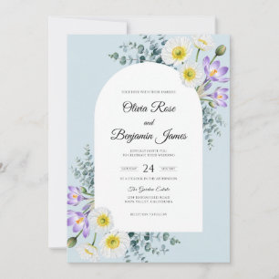 Convites Casamento Flor Silvestre Lavanda Suave Céu