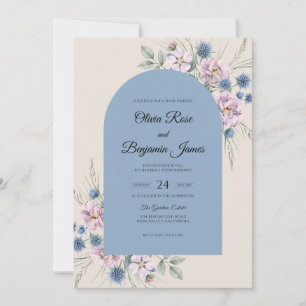 Convites Casamento Flor Silvestre Lavanda Suave Periwinkle