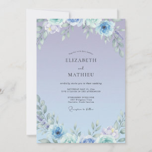 Convites Casamento Flor Silvestre Luxuosa Periwinkle