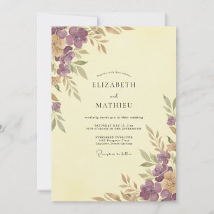 Convites Casamento Flor Silvestre Ocre Malva