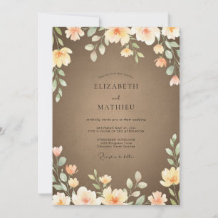 Convites Casamento Flor Silvestre Ocre Toupeira