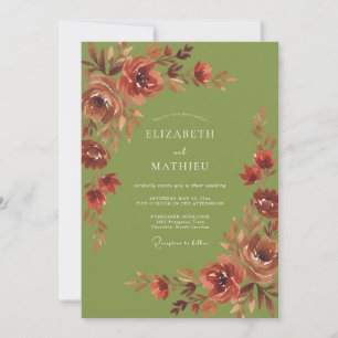 Convites Casamento Flor Silvestre Oliva Ferrugem
