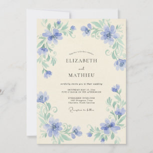 Convites Casamento Flor Silvestre Periwinkle