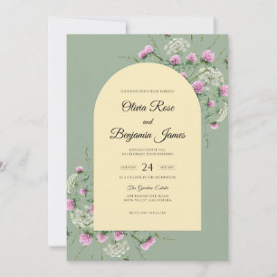 Convites Casamento Flor Silvestre Roxa Oliva