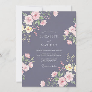 Convites Casamento Flor Silvestre Roxo Empoeirado Jardim