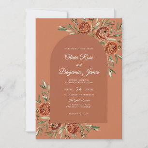 Convites Casamento Flor Silvestre Sienna Rust