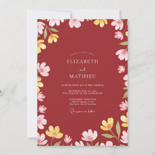 Convites Casamento Flor Silvestre Terracota Tinta
