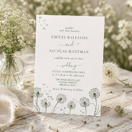 Convites Casamento Flor Silvestre Verde Branco 