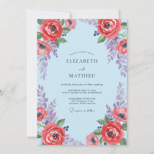 Convites Casamento Flor Silvestre Vermelha Azure