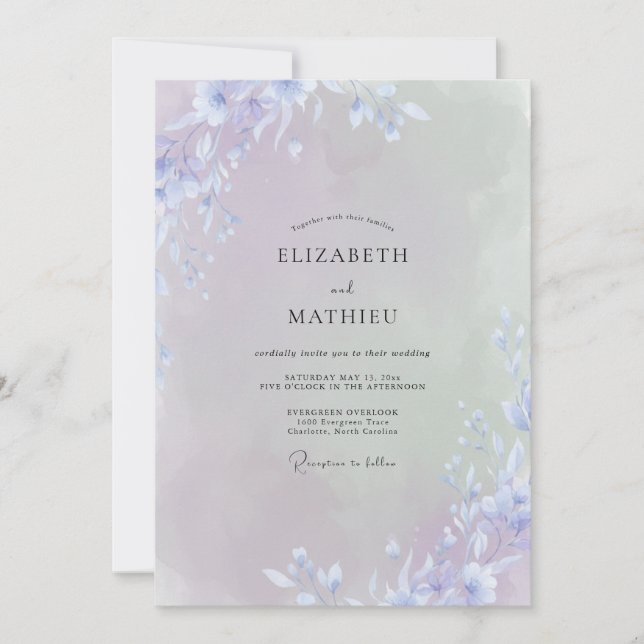 Convites Casamento Flor Silvestre Violeta (Frente)