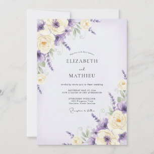 Convites Casamento Flor Silvestre Violeta Âmbar