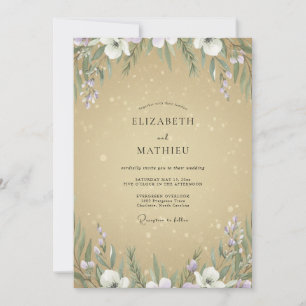 Convites Casamento Flor Silvestre Violeta Champagne