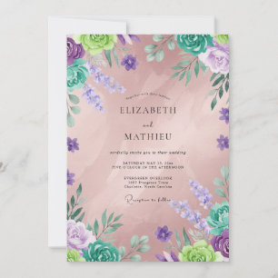 Convites Casamento Flor Silvestre Violeta Menta
