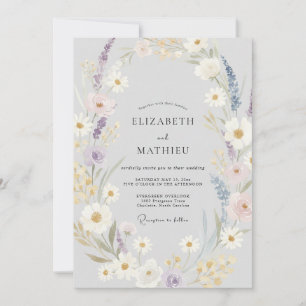 Convites Casamento Flor Silvestre Violeta Prata