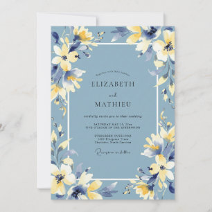 Convites Casamento Flor Slate Golden