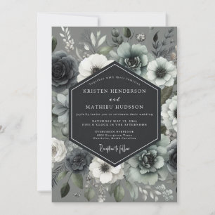 Convites Casamento Flor Slate Moonlit