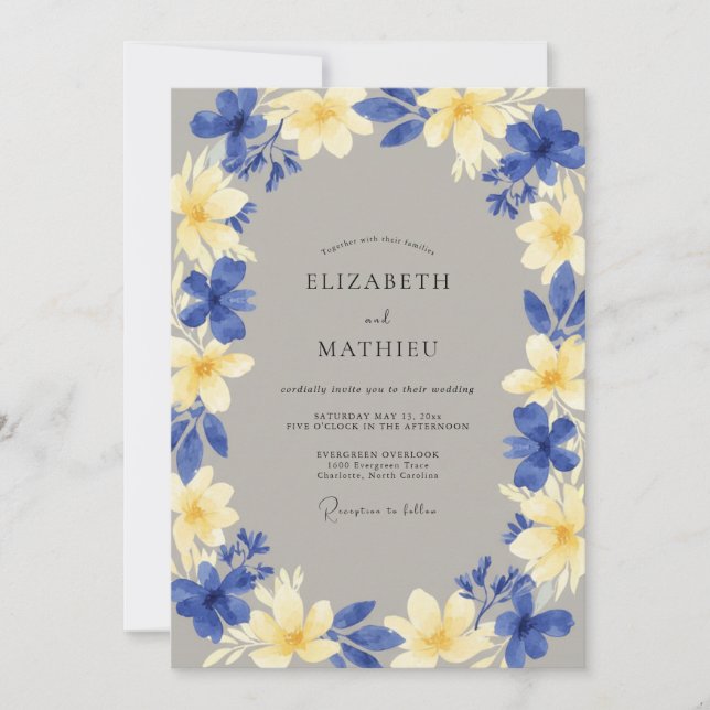 Convites Casamento Flor Tropical Amarela (Frente)