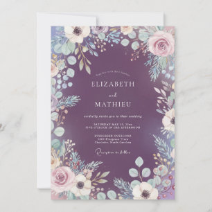 Convites Casamento Flora Botânica Plum Mystic