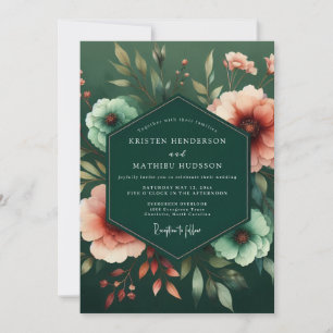 Convites Casamento Flora Esmeralda Pêssego