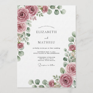 Convites Casamento Flora Etéreo Rosa Empoeirado