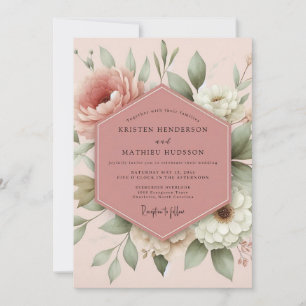 Convites Casamento Flora Romântico Blush