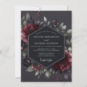 Convites Casamento Flora Sombria Claret