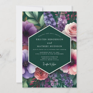Convites Casamento Flora Violeta Esmeralda Vibrante