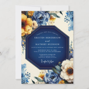 Convites Casamento Floração Artística Índigo