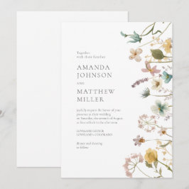 Convites Casamento Florais Pressionados Chic Primavera