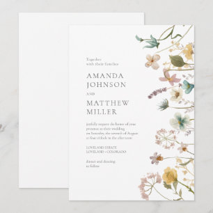 Convites Casamento Florais Pressionados Chic Primavera