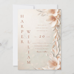 Convites casamento floral 3d moderno