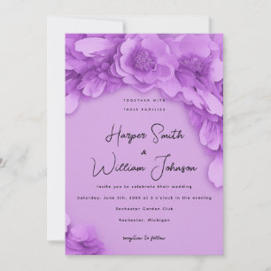 Convites casamento floral 3d roxo inspirado pela barbie
