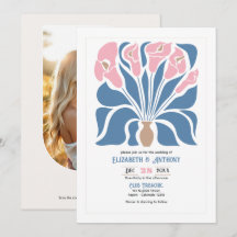 Casamento Floral Abstrato Boho com Blush e Denim C