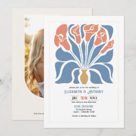 Convites Casamento Floral Abstrato Boho de Areia do Oceano