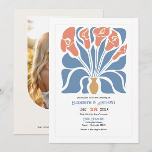 Convites Casamento Floral Abstrato Boho de Areia do Oceano 