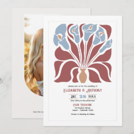 Convites Casamento Floral Abstrato Boho Rosewood & Névoa