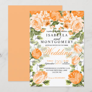 Convites Casamento floral alaranjado botânico