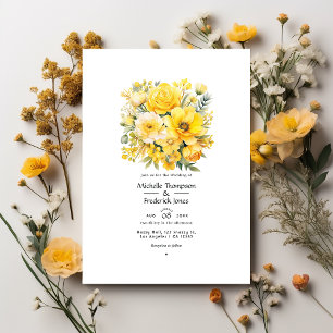 Convites Casamento Floral Amarelo
