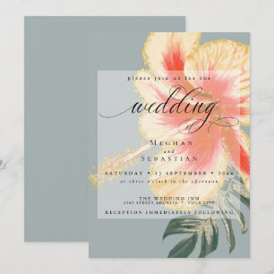 Convites Casamento Floral Amarelo Amarelo-Laranja-Escarlate
