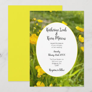 Convites Casamento Floral Amarelo Brilhante