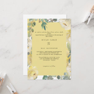 Convites Casamento Floral Amarelo de Ambos os Pais
